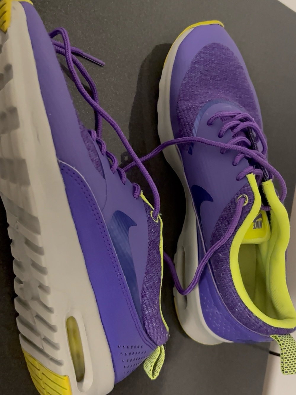 Nike Women's Purple Running Sneakers with Neon Yellow Trim